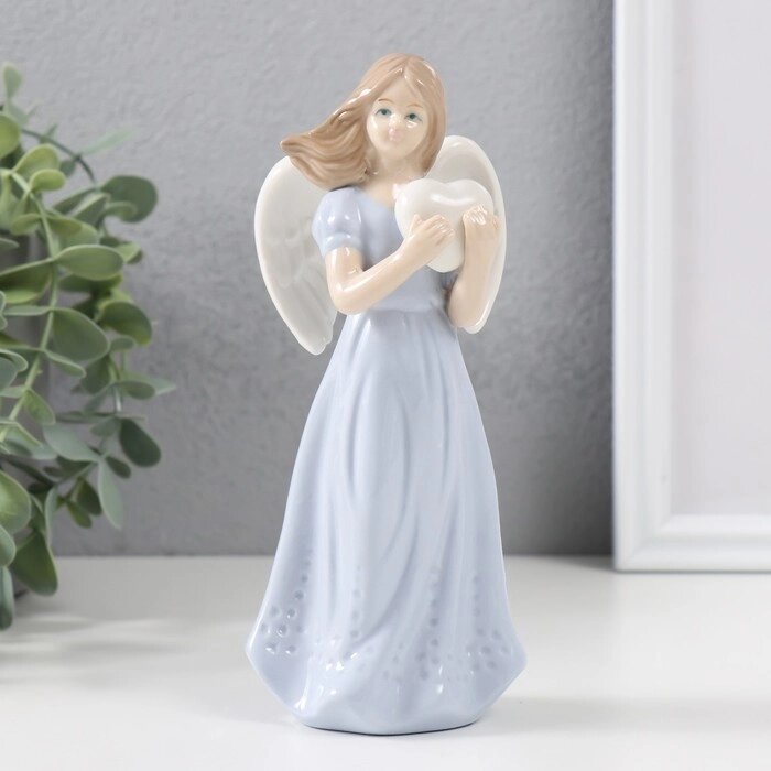 Сувенир керамика 'Ангел в голубом платье с сердцем на ветру' 18х8х6 см от компании Интернет-магазин "Flap" - фото 1