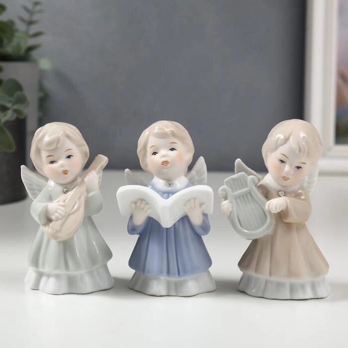 Сувенир керамика 'Ангелы' набор 3 шт 10х5х5 см от компании Интернет-магазин "Flap" - фото 1