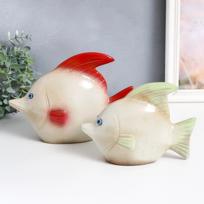Сувенир керамика 'Две рыбки' набор 2 шт 5,5х19,5х14 см 7х24х17 см от компании Интернет-магазин "Flap" - фото 1