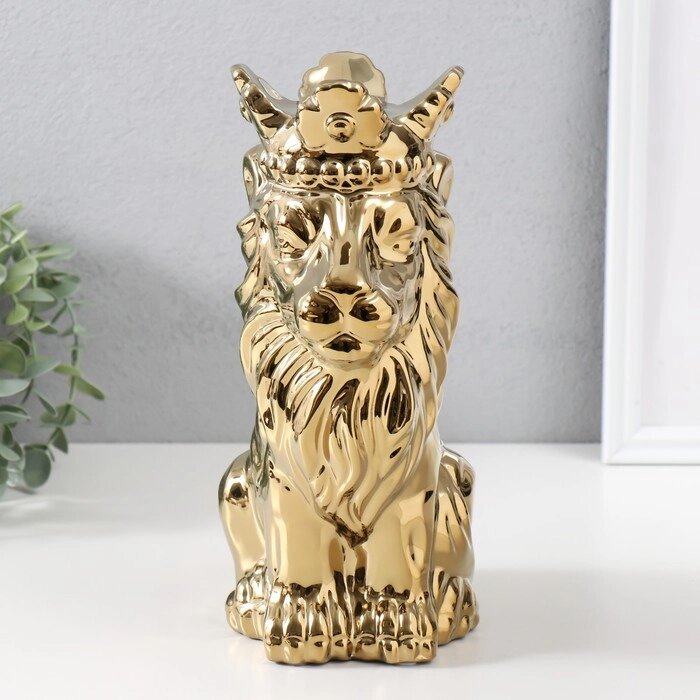 Сувенир керамика 'Лев в короне' золото 17х12х26 см от компании Интернет-магазин "Flap" - фото 1