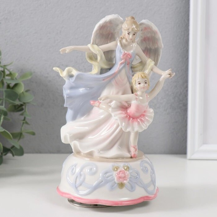 Сувенир керамика музыкальный 'Ангел-хранитель и маленькая балерина' 11х12х19 см от компании Интернет-магазин "Flap" - фото 1