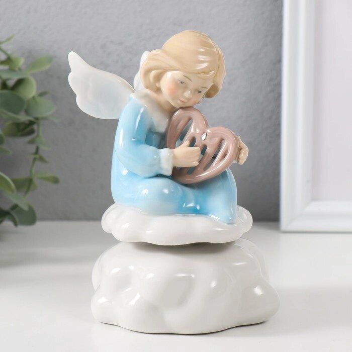 Сувенир керамика музыкальный 'Ангел на облаке играет на лире' 9х9,5х14,5 см от компании Интернет-магазин "Flap" - фото 1