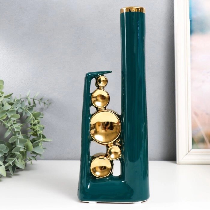 Сувенир керамика 'Пузыри' зелёный с золотом 6х12х30 см от компании Интернет-магазин "Flap" - фото 1