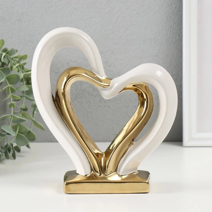 Сувенир керамика 'Сплетённые сердца' белый с золотом 5,5х17,5х19,5 см от компании Интернет-магазин "Flap" - фото 1