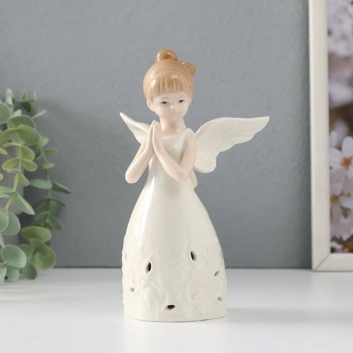 Сувенир керамика свет 'Девочка-ангел со сложенными руками' от батареек 9,5х9,5х16,5 см от компании Интернет-магазин "Flap" - фото 1