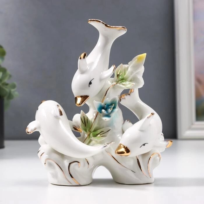 Сувенир керамика 'Три дельфинчика' 14х13х8 см от компании Интернет-магазин "Flap" - фото 1