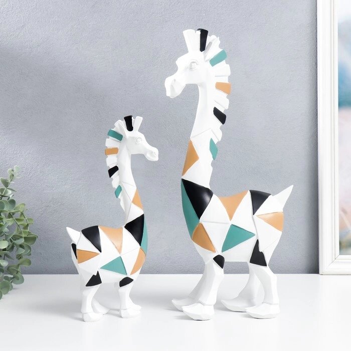 Сувенир полистоун 3D 'Белые кони. Цветная геометрия' набор 2 шт 29х6х14 41,5х9х19 см от компании Интернет-магазин "Flap" - фото 1