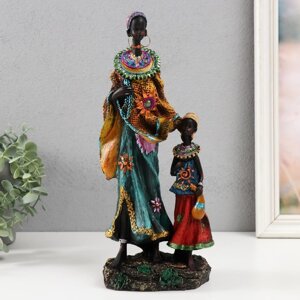 Сувенир полистоун 'Африка. Мама с дочкой' МИКС 10х14х31,5 см