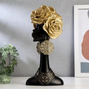 Сувенир полистоун 'Африканка с золотыми розами в волосах' МИКС 28,5х13,5х10,5 см