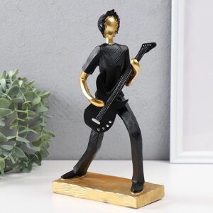 Сувенир полистоун 'Бас-гитарист' чёрный с золотом 15,5х7,5х25,5 см
