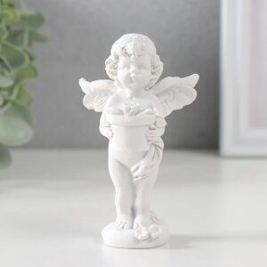 Сувенир полистоун 'Белоснежный ангел с цветком в горшке' 9,7х6х6,5 см