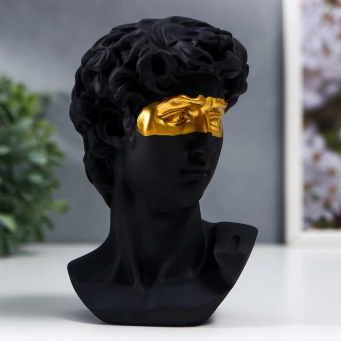 Сувенир полистоун бюст 'Давид с золотой полосой на глазах' чёрный 14х10 см от компании Интернет-магазин "Flap" - фото 1