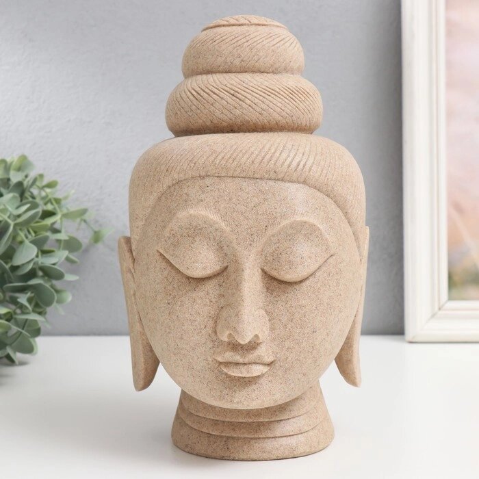 Сувенир полистоун бюст 'Голова Будды' песочный 14,5х13х26 см от компании Интернет-магазин "Flap" - фото 1