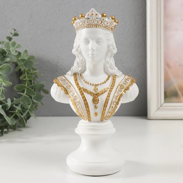 Сувенир полистоун 'Бюст. Королева' белый с золотом 9х12,5х22 см от компании Интернет-магазин "Flap" - фото 1