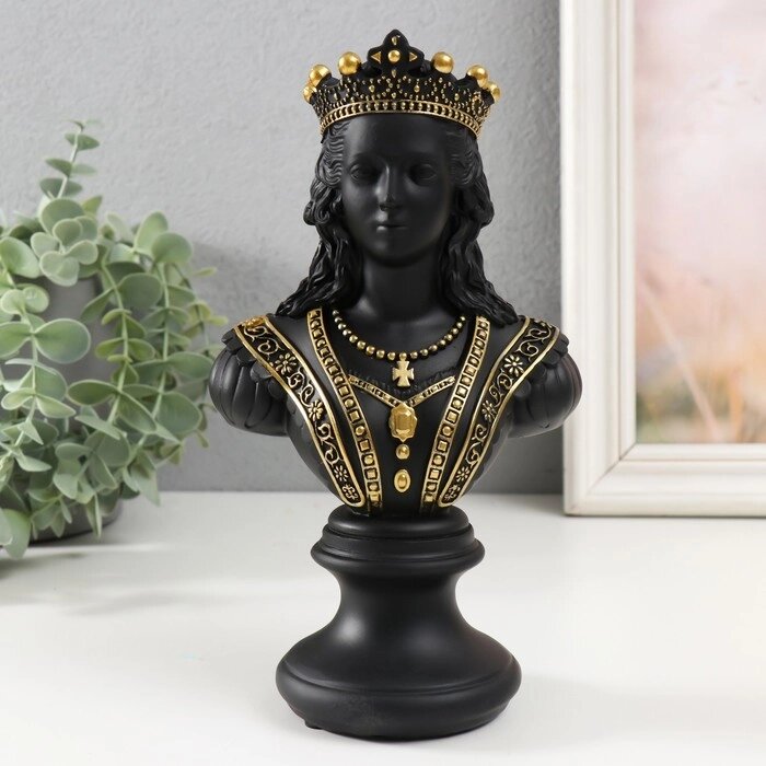 Сувенир полистоун 'Бюст. Королева' чёрный с золотом 9х12,5х22 см от компании Интернет-магазин "Flap" - фото 1