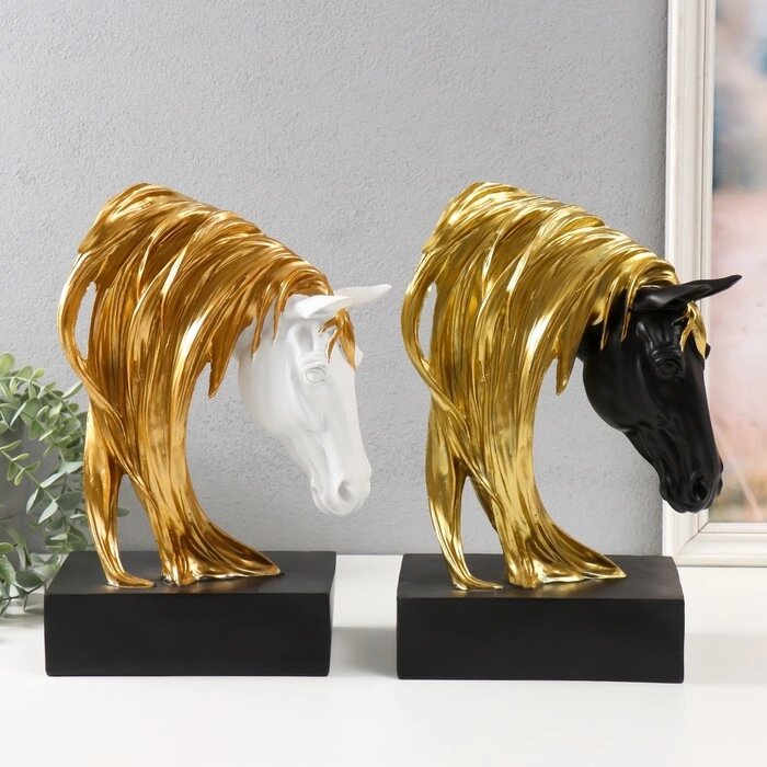 Сувенир полистоун бюст 'Золотая грива лошади' 20х11,5х15 см МИКС от компании Интернет-магазин "Flap" - фото 1