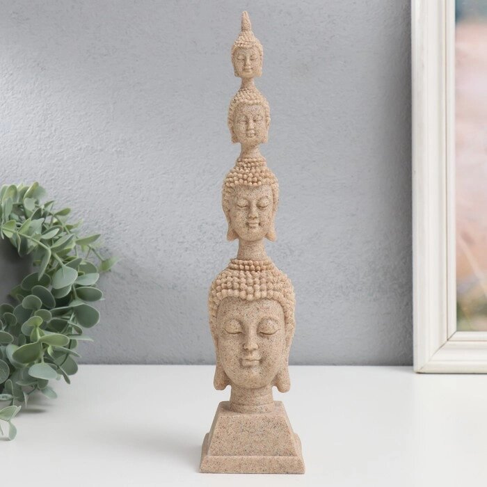 Сувенир полистоун 'Четырёхликий будда' песочный 6х6х26,5 см от компании Интернет-магазин "Flap" - фото 1