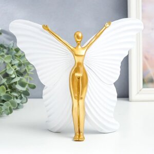 Сувенир полистоун 'Девушка-бабочка' белый с золотом 25х8х20,5 см