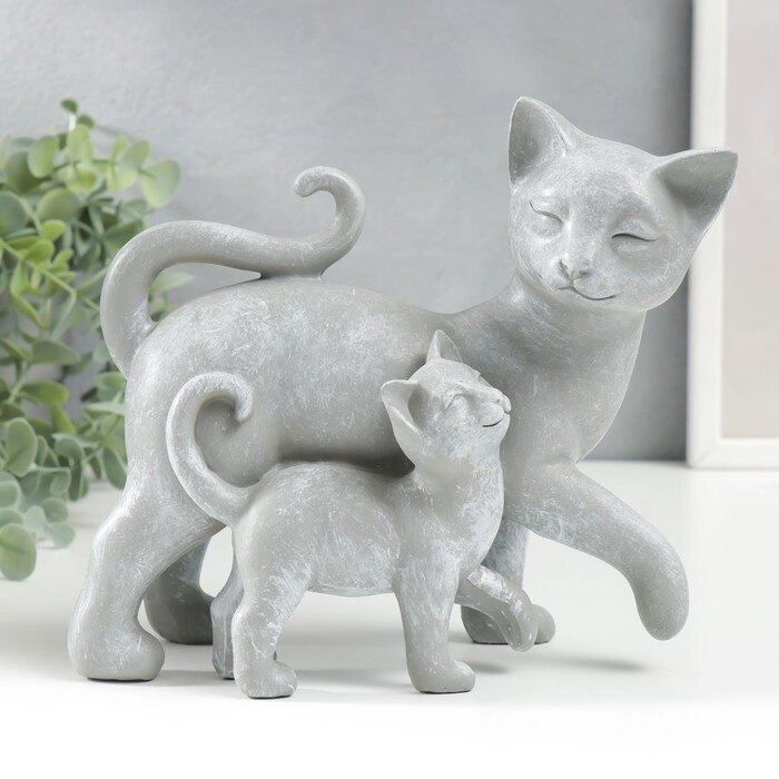 Сувенир полистоун 'Кошка с котёнком - прогулка' медальон сердце, серый 17,5х9,5х19 см от компании Интернет-магазин "Flap" - фото 1