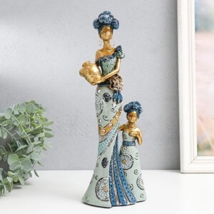 Сувенир полистоун 'Мама и дочка' сине-голубой 10,5х7х31 см