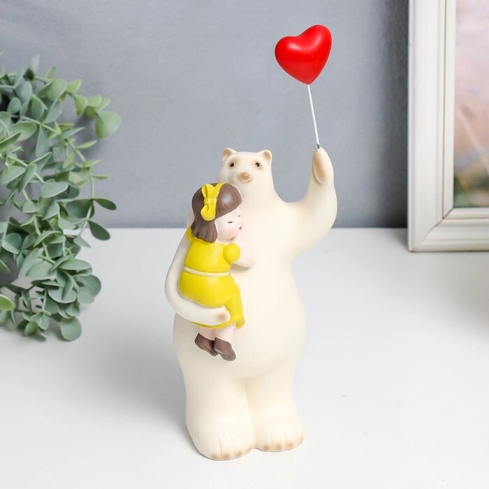 Сувенир полистоун 'Медведь с малышкой на руках, с шариком-сердцем в лапе' 11х6,5х27 см от компании Интернет-магазин "Flap" - фото 1