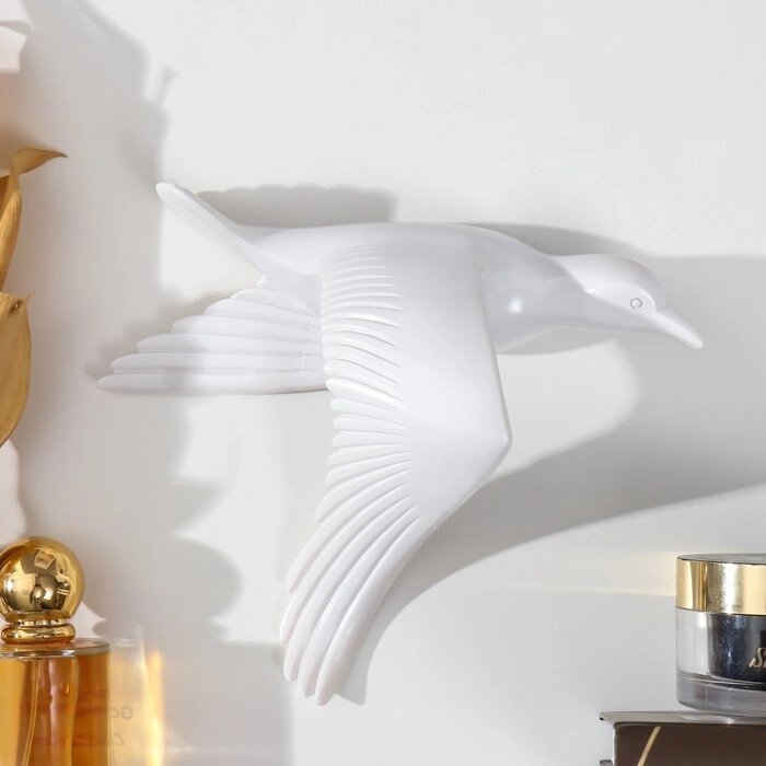 Сувенир полистоун настенный декор 'Чайка, крылья вниз' белый 17,5х20 см от компании Интернет-магазин "Flap" - фото 1