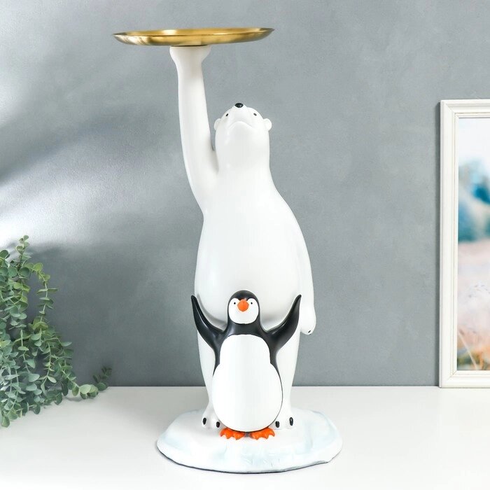 Сувенир полистоун подставка 'Белый медведь и пингвин' 69х26х32 см от компании Интернет-магазин "Flap" - фото 1