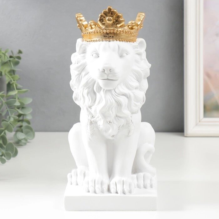 Сувенир полистоун подсвечник 'Белый лев в золотой короне' 24,5х14х11,5 см от компании Интернет-магазин "Flap" - фото 1