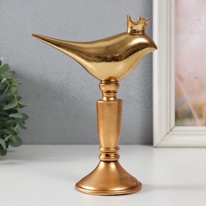 Сувенир полистоун 'Птица в короне на подставке' золото 14,3х8х20 см от компании Интернет-магазин "Flap" - фото 1