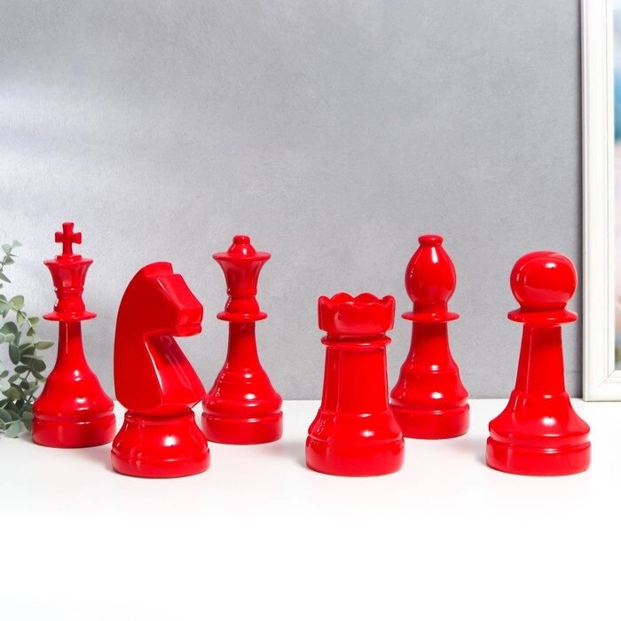 Сувенир полистоун 'Шахматные фигуры' красный набор 6 шт 20,5х8,5х8,5 см от компании Интернет-магазин "Flap" - фото 1