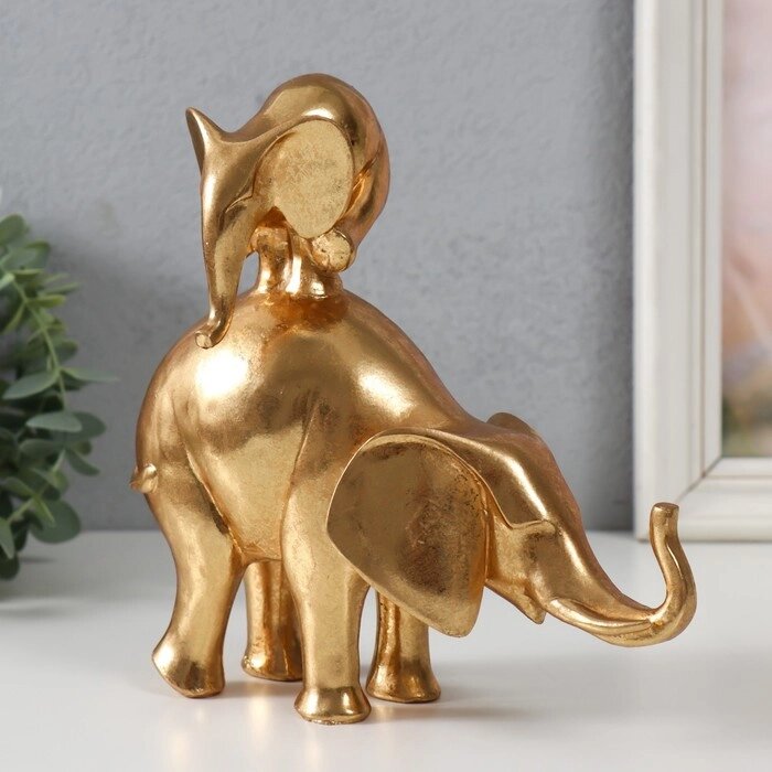 Сувенир полистоун 'Слон со слонёнком на спине - пирамидка' золото 19х8,8х18,8 см от компании Интернет-магазин "Flap" - фото 1