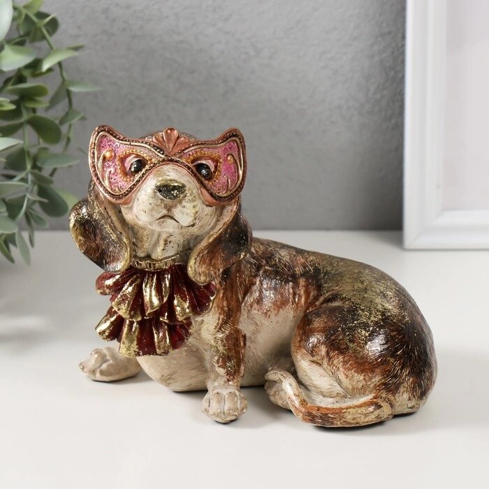 Сувенир полистоун 'Собака в жабо и в венецианской маске' 16,5х12,5х13,5 см от компании Интернет-магазин "Flap" - фото 1