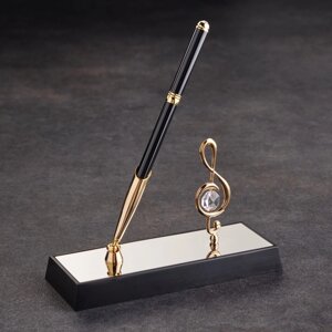 Сувенир Ручка на подставке ' Скрипичный ключ 'с 2 прозрачными хрусталиками 16 х 6 х 19 см