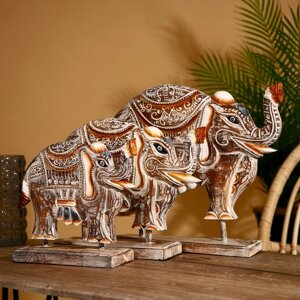 Сувенирный набор 'Слоны' албезия (набор 3 шт) 40,25 и 20 см