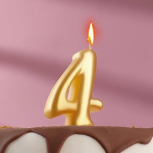 Свеча для торта цифра 'Овал' золотая '4'большая, 5,5 см