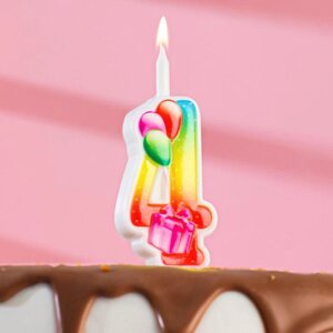 Свеча для торта цифра 'Подарок'9,9 см, цифра '4'