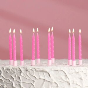 Свечи для торта 'Неон'10 шт, розовые 5 см