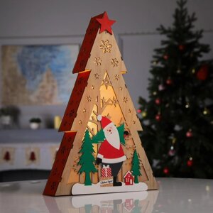 Светодиодная фигура 'Дед Мороз' 29.5 x 45 x 7 см, дерево, батарейки AAAх2 (не в комплекте), свечение тёплое белое