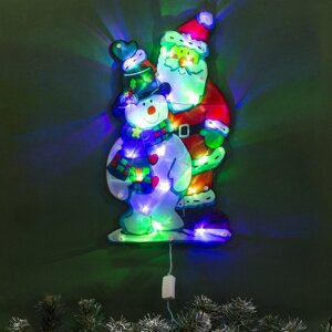 Светодиодная фигура 'Дед Мороз и снеговик' 24 x 45 см, пластик, 220 В, свечение мульти (RG/RB)