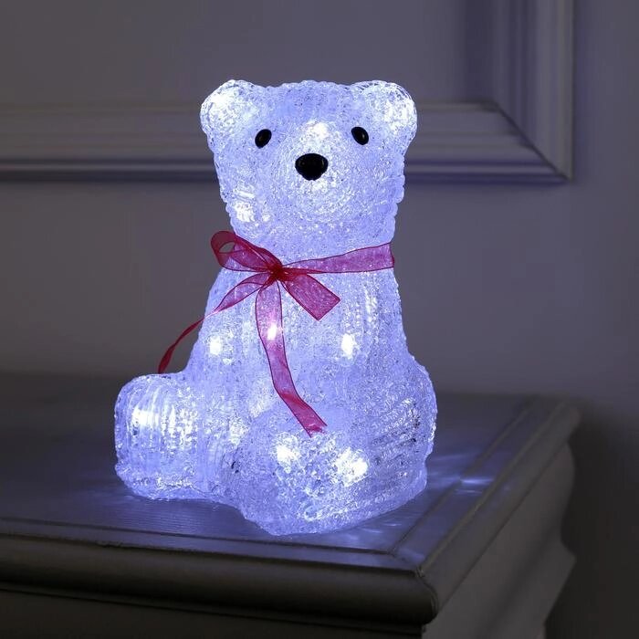 Светодиодная фигура 'Медведь с бантом' 15 x 20 x 15 см, акрил, 20 LED, батарейки ААх3 (не в комплекте), свечение белое от компании Интернет-магазин "Flap" - фото 1
