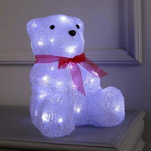 Светодиодная фигура 'Медведь с бантом' 22 x 30 x 20 см, акрил, 40 LED, 220 В, свечение белое