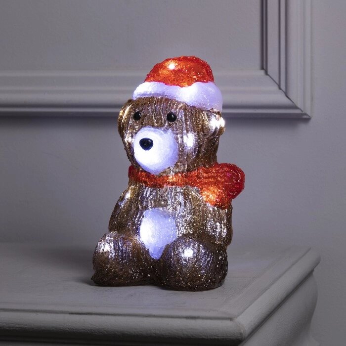 Светодиодная фигура 'Медвежонок в шапке' 21 x 11 x 11 см, акрил, 20 LED, батарейки ААх2 (не в комплекте), свечение белое от компании Интернет-магазин "Flap" - фото 1