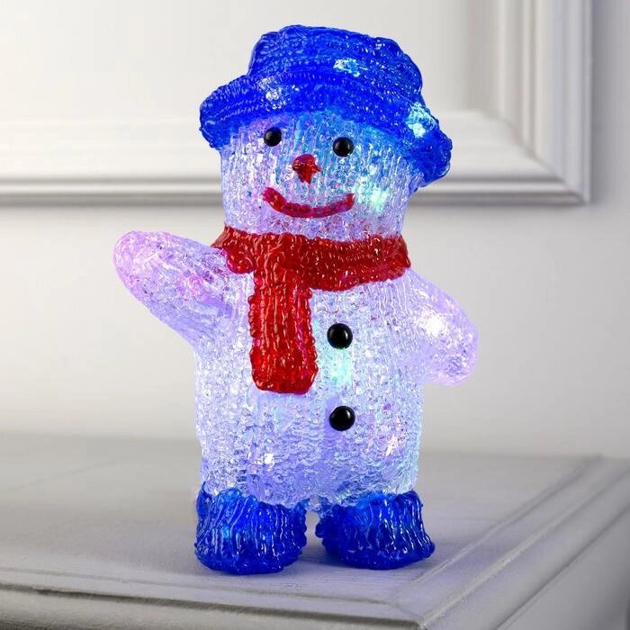 Светодиодная фигура 'Приветливый снеговик' 13 x 20 x 8 см, акрил, 10 LED, батарейки ААх2 (не в комплекте), свечение от компании Интернет-магазин "Flap" - фото 1