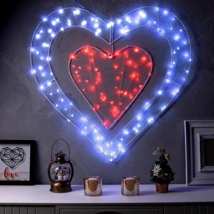 Светодиодная фигура 'Сердце' 80 см, металл, 220 В, 8 режимов, свечение красное, белое от компании Интернет-магазин "Flap" - фото 1