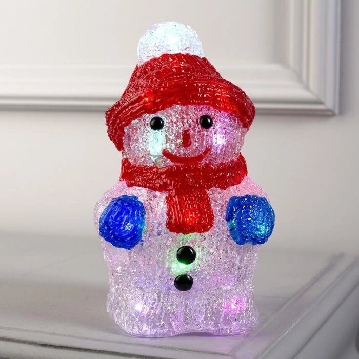 Светодиодная фигура 'Снеговик' 11 x 22 x 11 см, акрил, 24 LED, батарейки ААх2 (не в комплекте), свечение мульти (RGB) от компании Интернет-магазин "Flap" - фото 1