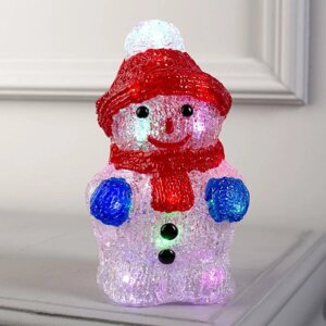 Светодиодная фигура 'Снеговик' 11 x 22 x 11 см, акрил, 24 LED, батарейки ААх2 (не в комплекте), свечение мульти (RGB)