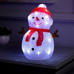 Светодиодная фигура 'Снеговик' 15 x 16 x 10 см, акрил, 20 LED, батарейки АА x 3, свечение белое