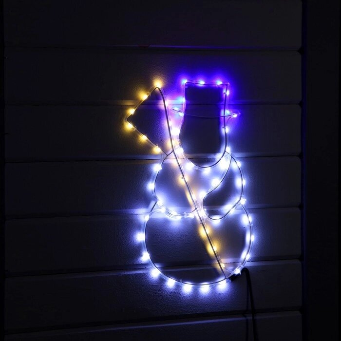 Светодиодная фигура 'Снеговик', 48 x 52 см, дюралайт, 60 LED, 220 В, свечение белое/тёплое белое/синее от компании Интернет-магазин "Flap" - фото 1