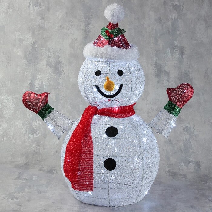 Светодиодная фигура 'Снеговик' 60 x 65 x 35 см, металл, 220 В, свечение белое от компании Интернет-магазин "Flap" - фото 1