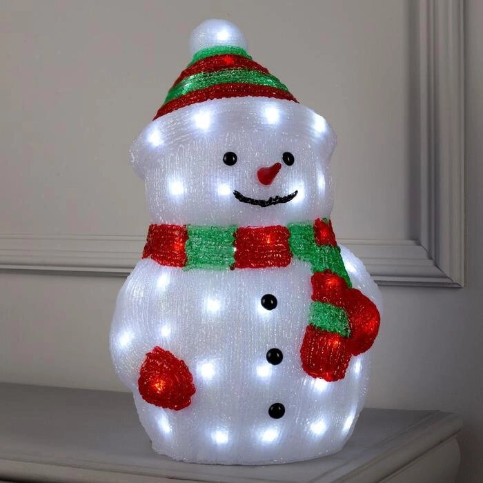Светодиодная фигура 'Снеговик большой' 25 x 44 x 20 см, акрил, 40 LED, 220 В, свечение белое от компании Интернет-магазин "Flap" - фото 1